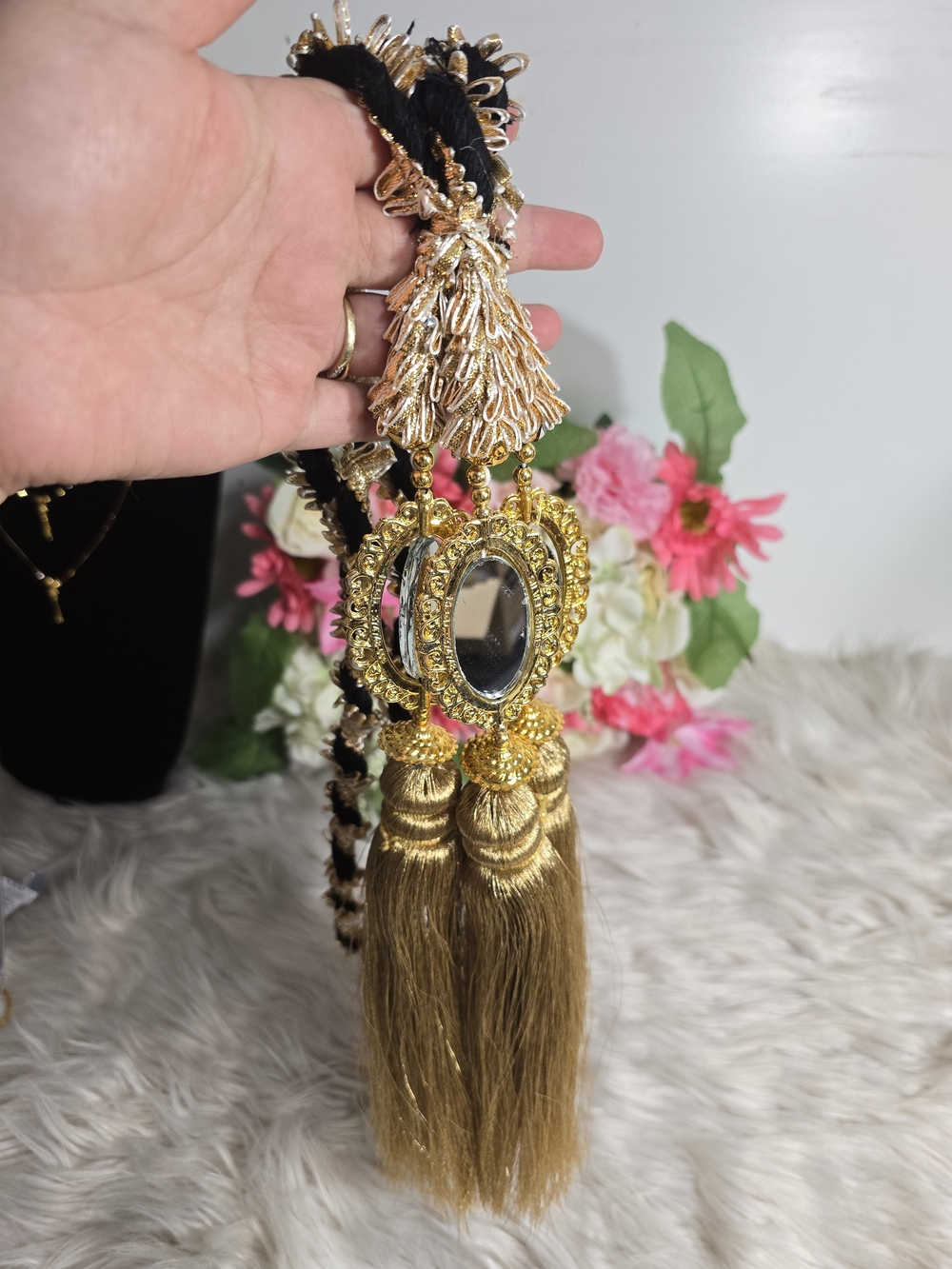 Gold Tassel Paranda with Black Braided Accent - Picture 6 of 6